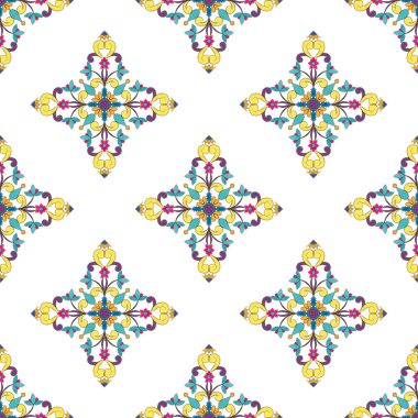 Akdeniz fayanslarının dikişsiz deseni. İspanyolca, Portekizce, Fas geleneksel süsü. Sicilya 'da seramik için mozaik sembolü. Suluboya çizimi