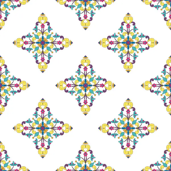 Akdeniz fayanslarının dikişsiz deseni. İspanyolca, Portekizce, Fas geleneksel süsü. Sicilya 'da seramik için mozaik sembolü. Suluboya çizimi