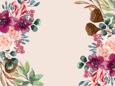 Bu zarif botanik kompozisyonu sıcacık bir kış havası ve sıcak bir dokunuş. Watrecolor kartlar için ideal, düğün davetiyeleri, şenlik havası.