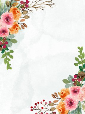 Bu zarif botanik kompozisyonu sıcacık bir kış havası ve sıcak bir dokunuş. Watrecolor kartlar için ideal, düğün davetiyeleri, şenlik havası.