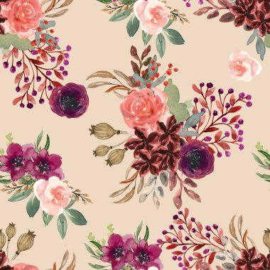 Soyut buket çiçekleri, tüm tekstil tasarımlarında, illüstrasyon suluboya resmi kağıdın ambalajı için kullanılabilir