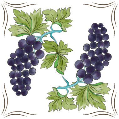 Azulejo fayans deseni, Portekiz İtalyan geleneksel mozaiği, Akdeniz majolika tasarımı el boyası çizimi.