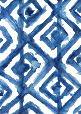 Çivit mavisi desenli soyut grunge ve suluboya güzel shibori kravat boya deseni beyaz arka plan el çizimi