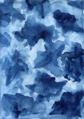 Çivit mavisi desenli soyut grunge ve suluboya güzel shibori kravat boya deseni beyaz arka plan el çizimi