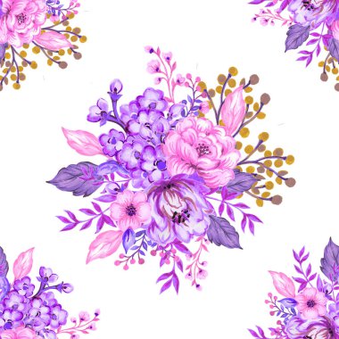 Botanik çayır çiçeği, düğün tasarımı suluboya gouache el boyası için dalsız desen bırakır.