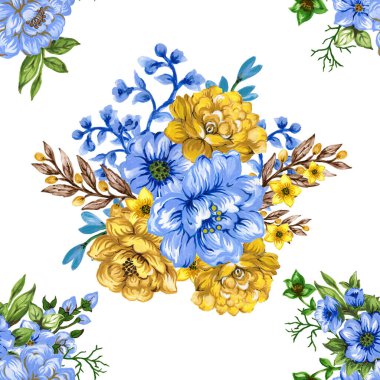 Botanik çayır çiçeği, düğün tasarımı suluboya gouache el boyası için dalsız desen bırakır.