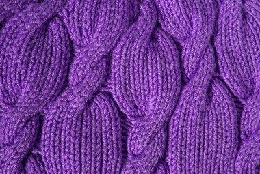 El yapımı mor örgü yün doku arka planı. Polyester pamuk dokusu. Eski örgü yün dokusu arkaplanı.