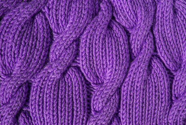 手工制作的紫色针织毛织物背景 涤纶棉质 复古针织羊毛质感背景 — 图库照片