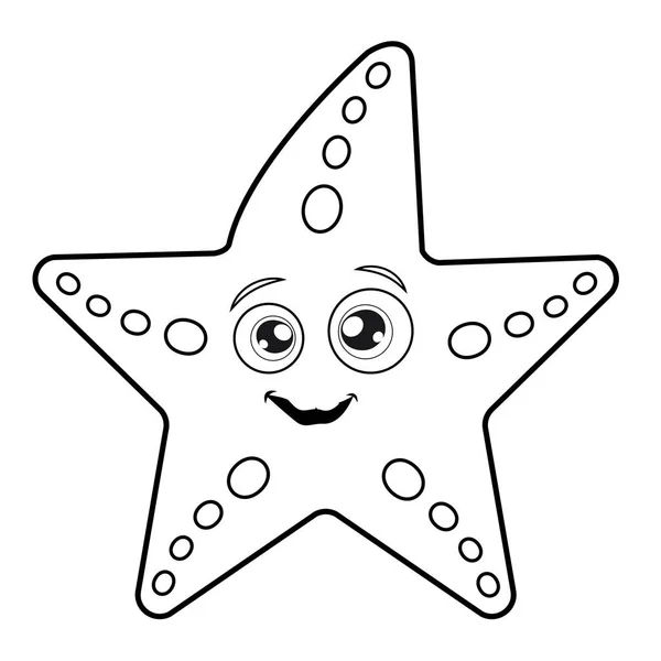 Vector Rolig Havsstjärna För Barn Teckningar För Barn Uppkopplad Linje — Stock vektor