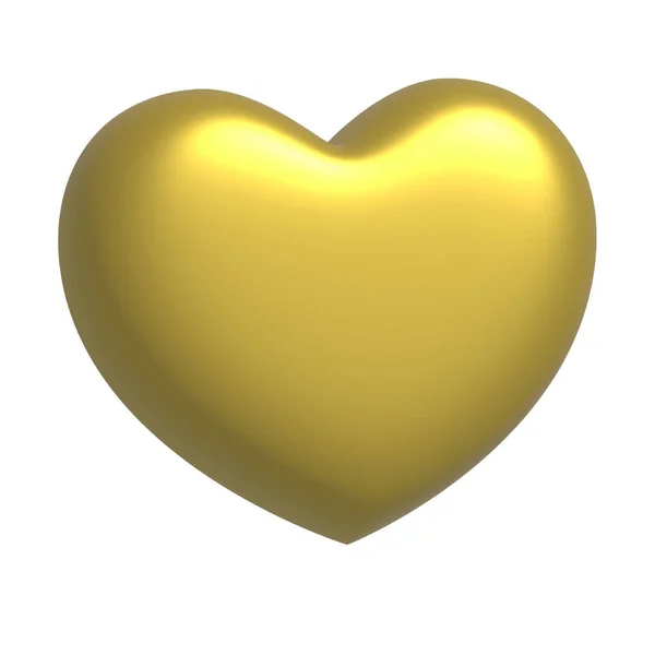 Rendering Golden Love Heart Isolerad Vit Bakgrund — Stockfoto