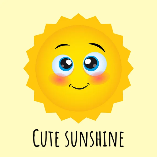 Весела Маленька Ілюстрація Сонця Ізольована Світло Жовтому Тлі Симпатичний Персонаж — стоковий вектор