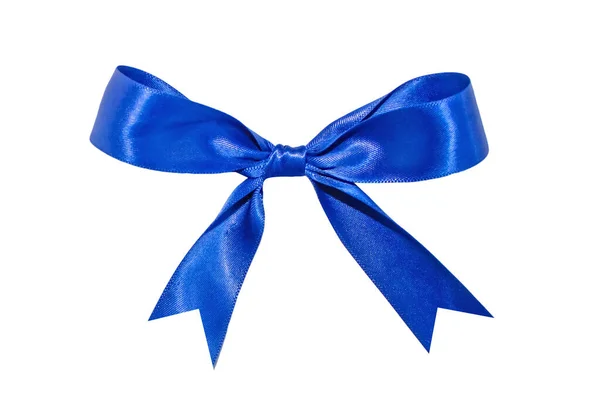 Fita Decorativa Azul Arco Para Decoração Presente Isolado Fundo Branco — Fotografia de Stock