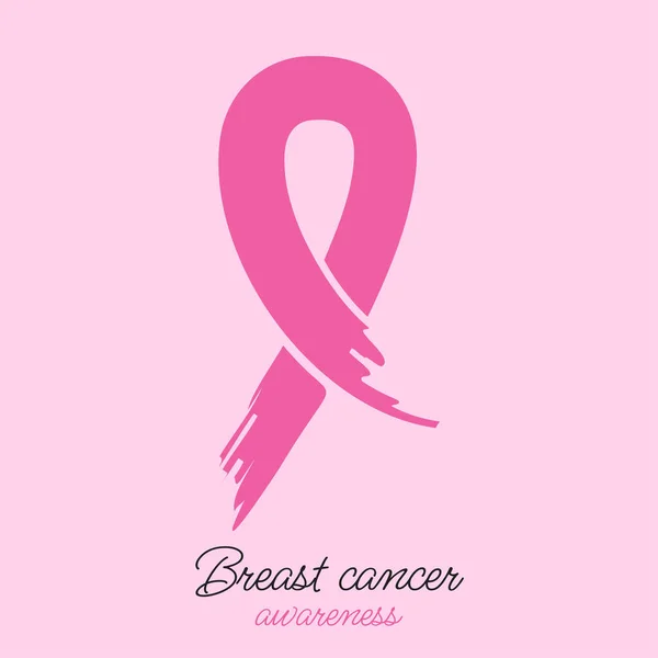 Breast Cancer Awarness Symbool Illustratie Lichtroze Achtergrond Met Hand Getekend — Stockvector