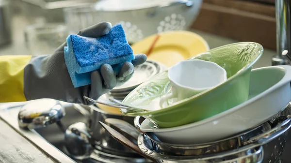 Мытье Посуды Кухне — стоковое фото