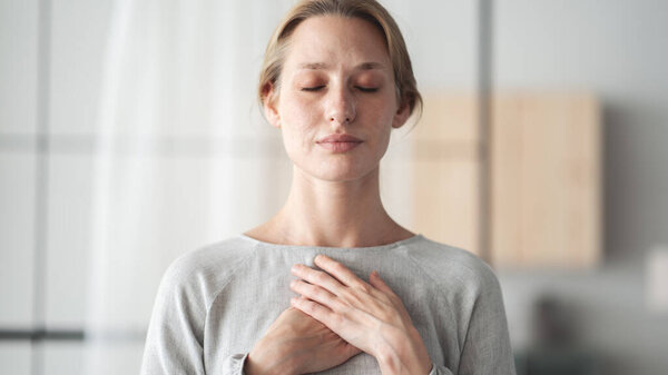Woman feeling grateful and thankful