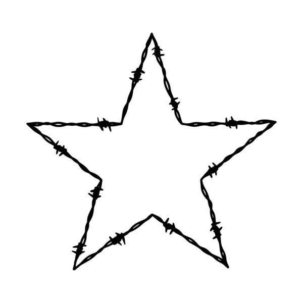Barbwire Pět Špičatých Tvarů Hvězd Ručně Kreslená Vektorová Ilustrace Stylu — Stockový vektor