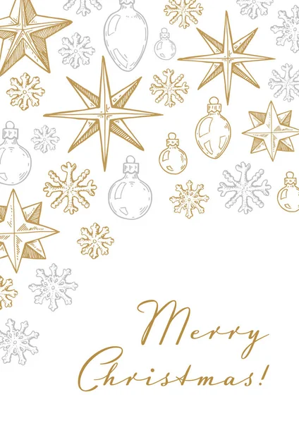 Joyeux Noël Bonne Année Carte Vœux Verticale Avec Des Étoiles — Image vectorielle