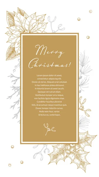 Frohe Weihnachten Und Ein Gutes Neues Jahr Glückwunschkarte Mit Handgezeichneten — Stockvektor