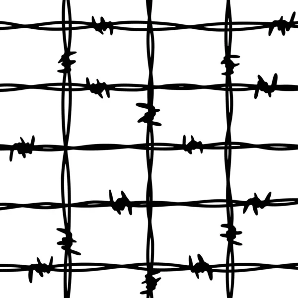Φόντο Φράχτη Συρματόπλεγμα Χειροποίητη Διανυσματική Απεικόνιση Στυλ Σκίτσο Στοιχείο Σχεδιασμού — Διανυσματικό Αρχείο