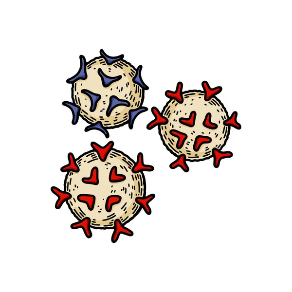 Lymphocytes White Blood Cells Isolated White Background Hand Drawn Scientific — Vetor de Stock