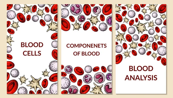 Conjunto Antecedentes Células Sanguíneas Diseño Para Análisis Sangre Anemia Donación — Vector de stock