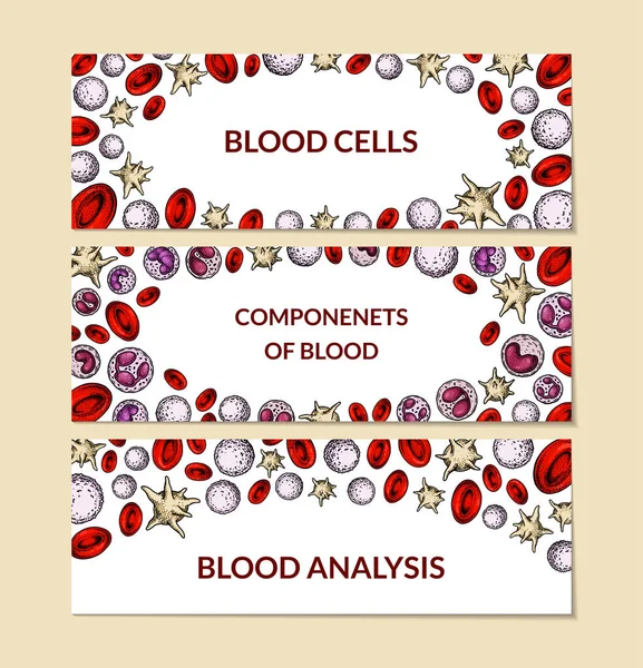 Bloedcellen Achtergronden Ontwerp Voor Bloedonderzoek Bloedarmoede Donatie Hemofilie Laboratorium Wetenschappelijke — Stockvector