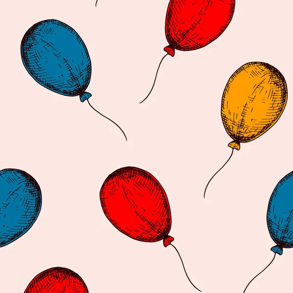 Шарики Бесшовные Красочный Ручной Рисунок Фона Стиле Эскиза День Рождения — стоковый вектор