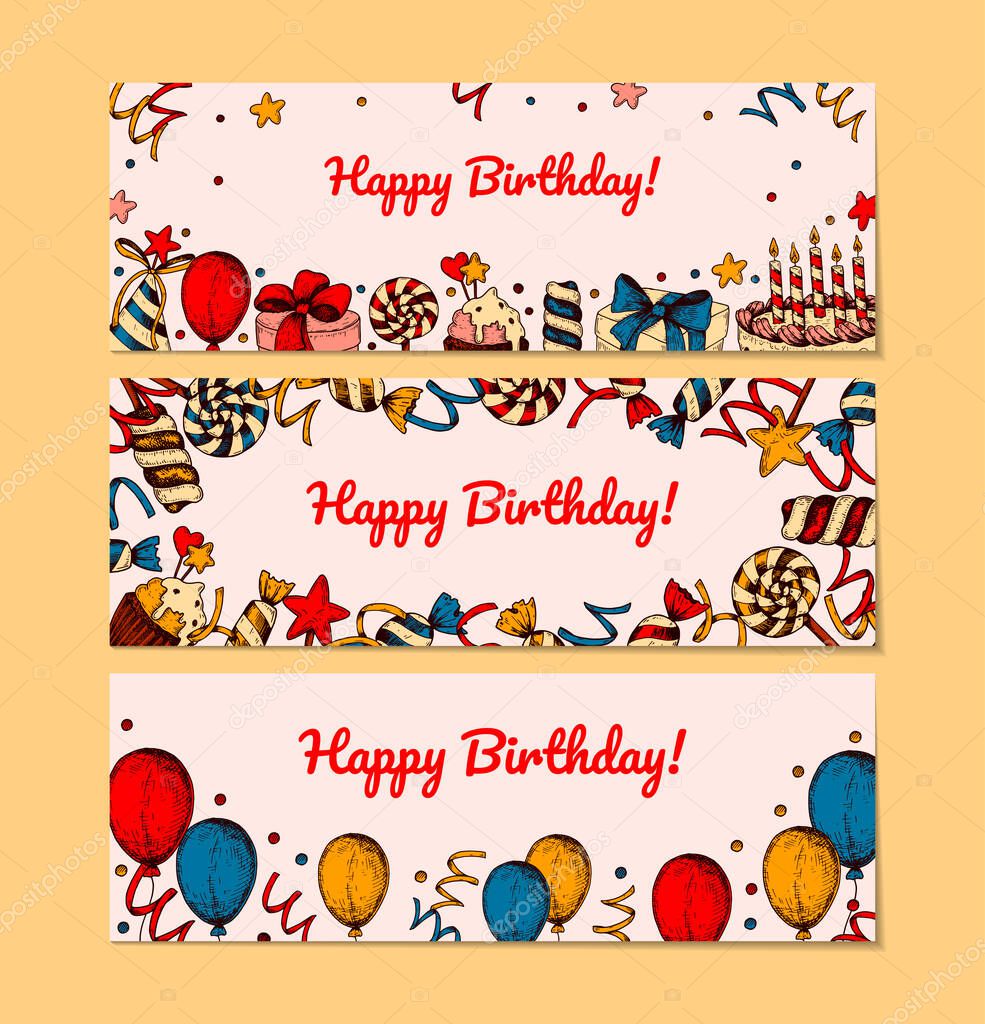Feliz tarjeta de felicitación de cumpleaños: ilustración de stock