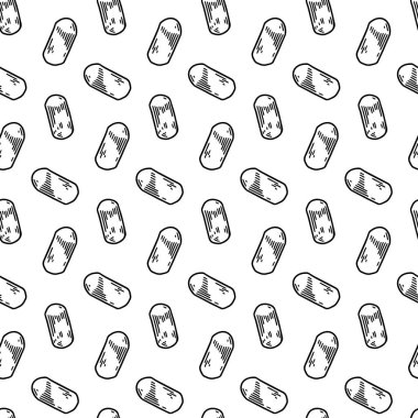 İlaçların izi yok. Çizim tarzında el çizimi vektör arkaplanı. Eczane tıbbi tasarımı