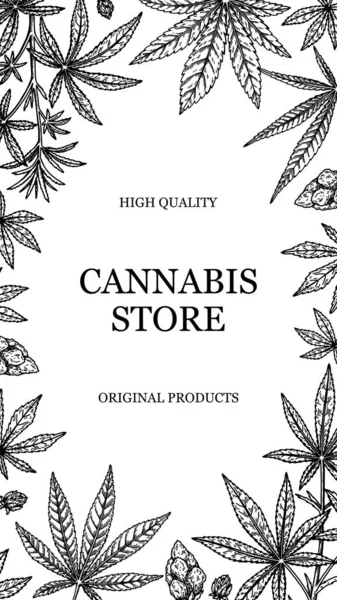 Cannabis Vertikales Design Für Verpackungen Social Media Beiträge Ladendekoration Branding — Stockvektor