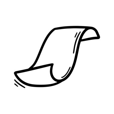 Kıvrılmış uçuş sayfası. Boş kâğıt. Karalama stilinde belge. El çizimi parşömen. Ofis iş vektör illüstrasyonu. Belge çizimi