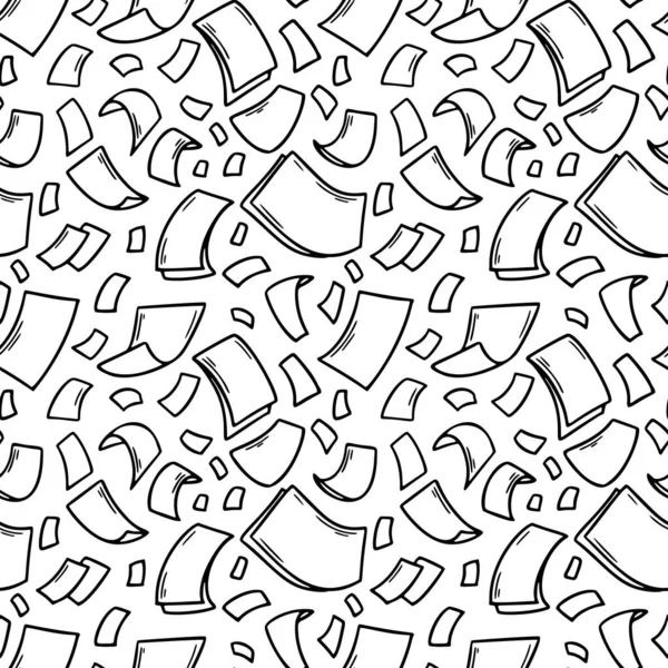 Vliegende Papieren Vellen Naadloos Patroon Doodle Stijl Handgetekende Blanco Documentpagina — Stockvector