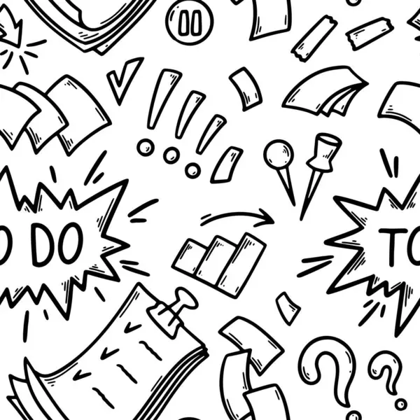 Doodle Büro Nahtlosen Geplänkel Business Handgezeichnete Skizze Hintergrund Vektorillustration Strategiekonzept — Stockvektor