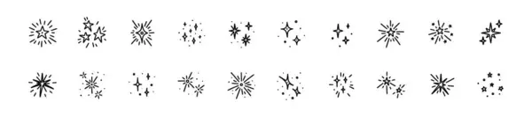 Набір Піктограм Doodle Star Іскровий Блиск Векторних Елементів Щасливого Різдва Ліцензійні Стокові Вектори