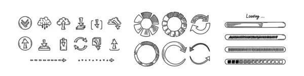 Nakládací Tyč Kruhy Ikony Ručně Kreslená Sada Grafických Aplikačních Designových Royalty Free Stock Ilustrace