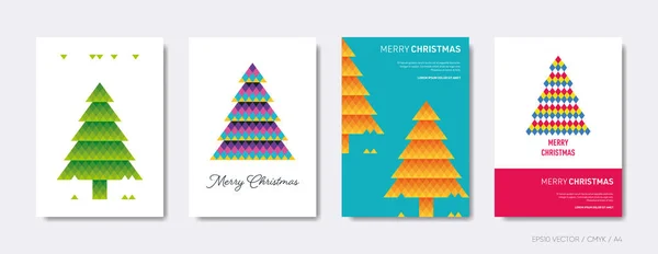 Frohe Weihnachten Mosaik Design Vektor Broschüre Cover Vorlagen — Stockvektor