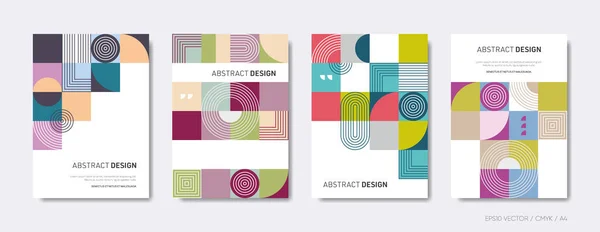 Trendy Geometric Design Vector Brochure Cover Template Set — Stock Vector