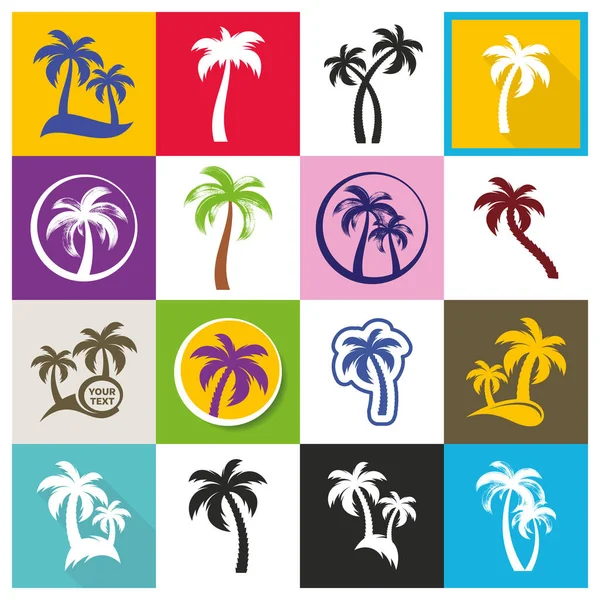 Trendy Vector Palm Tree Icons Big Creative Collection — Stock Vector