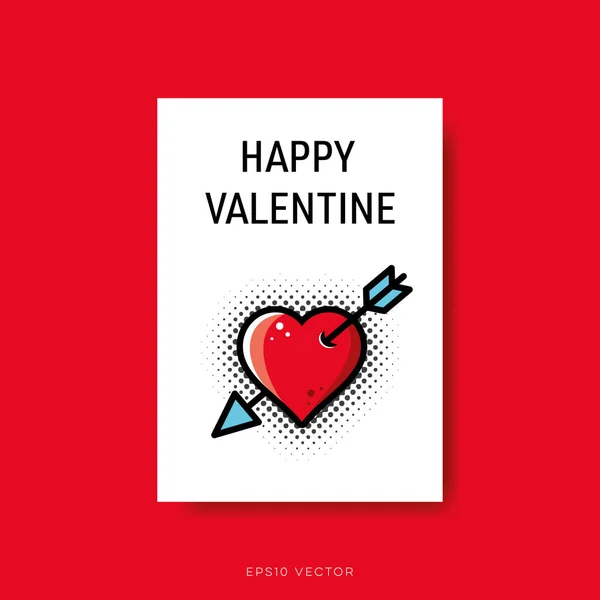 Trendy Happy Valentine Card Design Template Vector Illustration — Stock Vector
