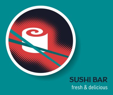 Vector sushi bar şablonu rulo konseptli çubuklar