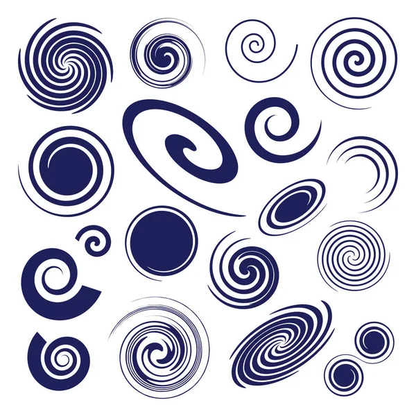 Set Different Vector Spiral Design Elements Isolated — Stock Vector