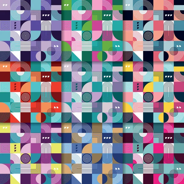 Vecteur Géométrique Sans Couture Motif Rétro Coloré Grande Collection — Image vectorielle