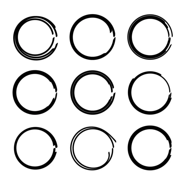 Zwarte Vector Hand Getekende Cirkel Marker Slagen Collectie — Stockvector