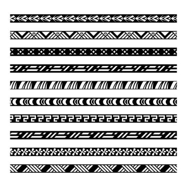 Polinezya dövme biçimi pürüzsüz fırça vektör deseni seti