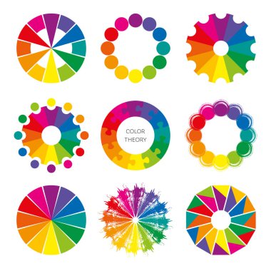 Renk tekeri teorisi vektör çizimi 12 renk izole