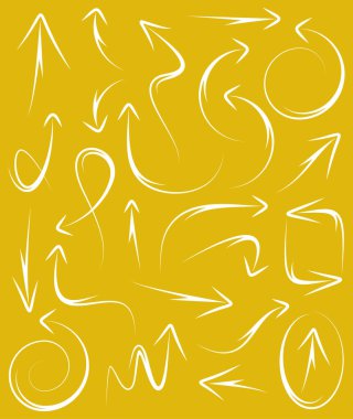 Beyaz vektör çizilmiş oklar izole edildi