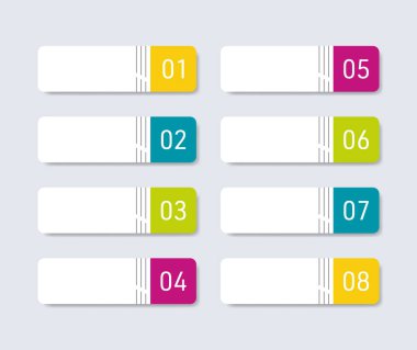 Basit yatay yatay web düğmeleri sekiz seçenek şablonu