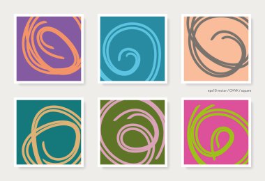 Vektör soyut el çizimi şekilli kare kartlar