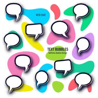 Çizgi film vektörü boş metin baloncukları ve yarım ton gölge