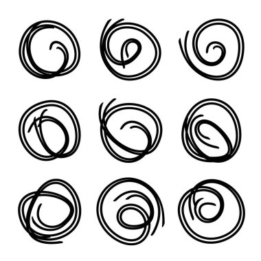 Siyah vektör el çizilmiş çember karalama işaretleri vuruşları